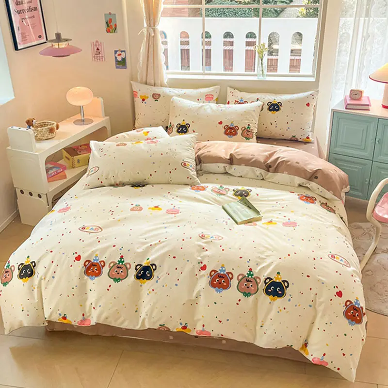 1Pcs 100% Cotton Printed Duvet Cover Cartoon Pattern Skin Friendly Breathable Comforter Cover Bedclothes for Children Students