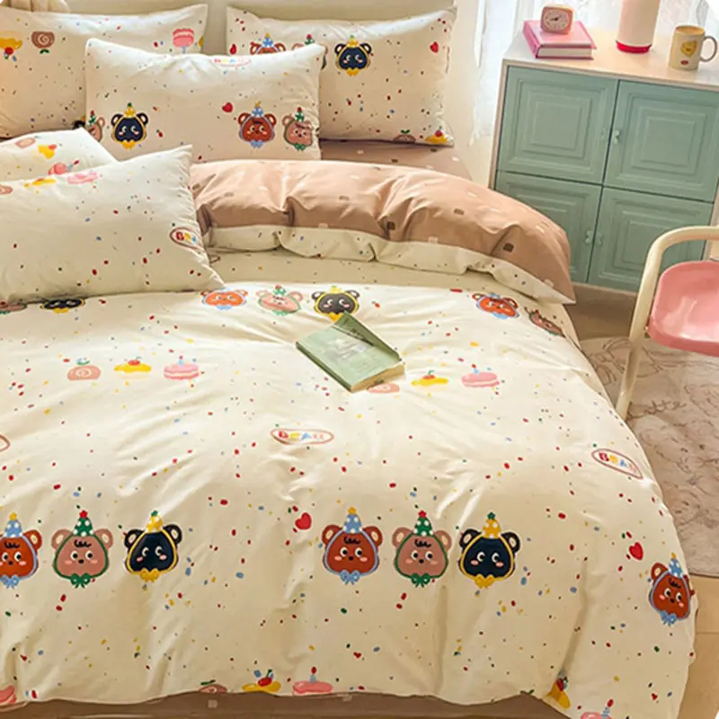 1Pcs 100% Cotton Printed Duvet Cover Cartoon Pattern Skin Friendly Breathable Comforter Cover Bedclothes for Children Students
