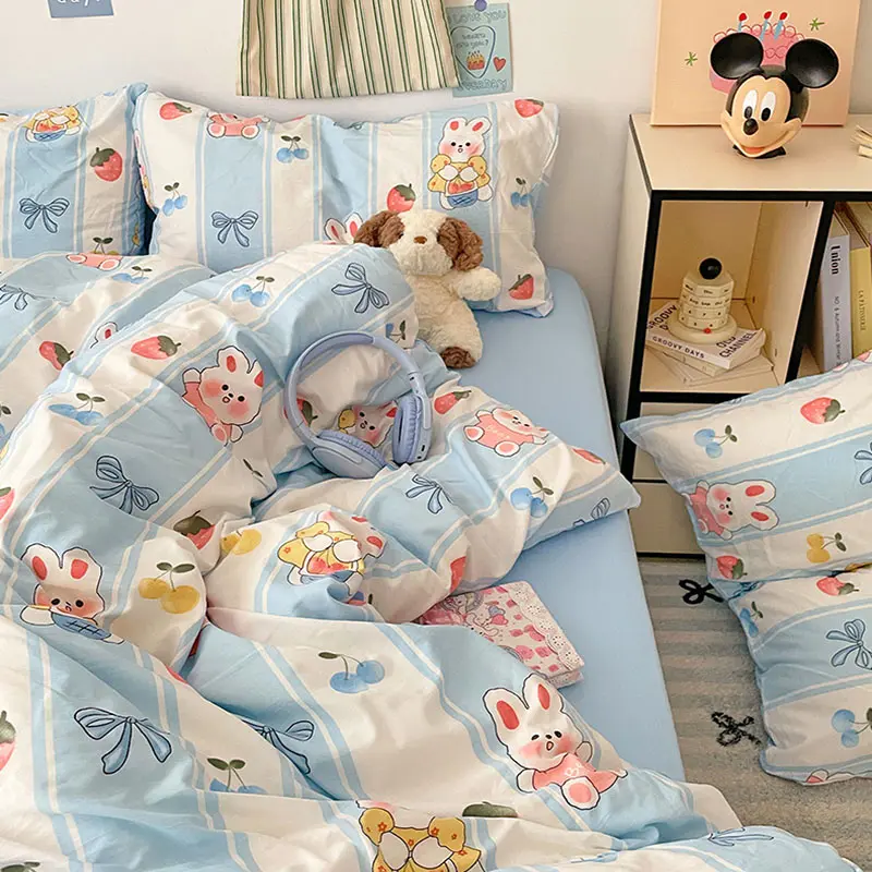 New Cloud Cotton Cute Printed Bedding Sets Super Soft Skin Friendly Quilt Set for School Home Twin King Bed Linens for Sleepers