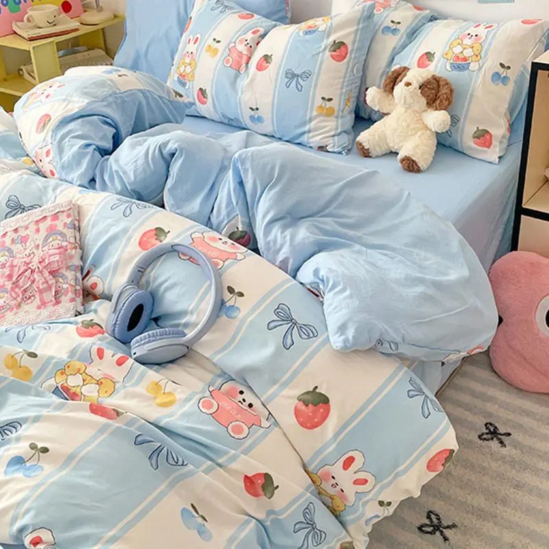 New Cloud Cotton Cute Printed Bedding Sets Super Soft Skin Friendly Quilt Set for School Home Twin King Bed Linens for Sleepers