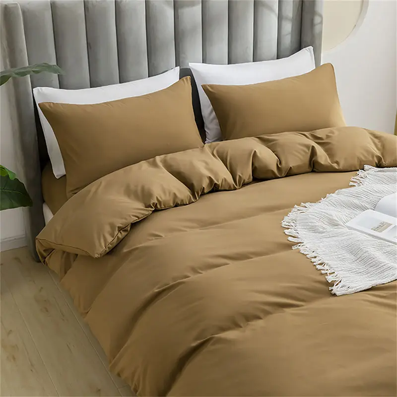 New Solid Color Brushed Duvet Cover Set Skin-Friendly Summer Autumn Quilt Cover with Pillowcase Full Twin Queen King Bedding