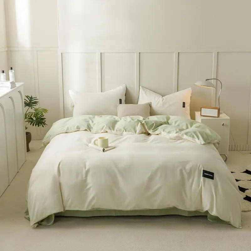 High-End Pure Cotton Unprinted Comforter Cover 1 Pcs Solid Color Soft Japanese Duvet Cover Queen King Bedding for All Seasons