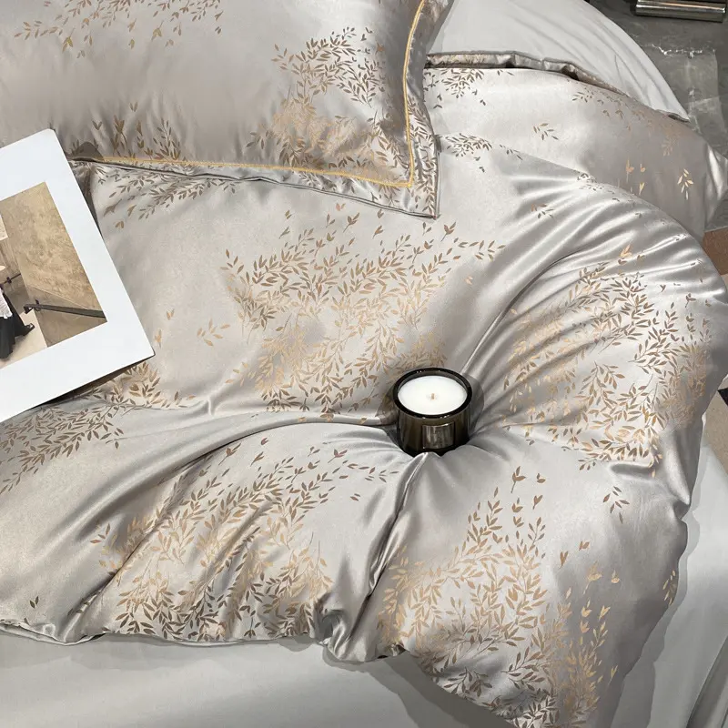 Fashion Tencel Cotton Jacquard Bedding Sets Solid Pure Cotton Nude Sleeping Soft Bedclothes Single Double Size Bed Sheet Set