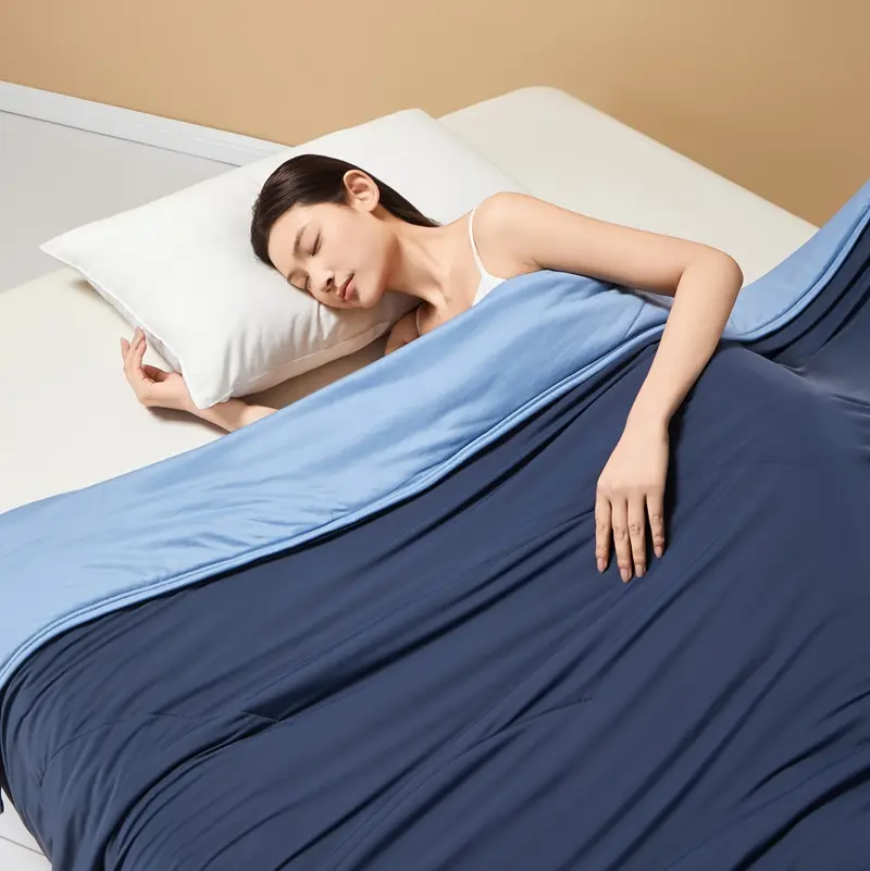 Blue Cooling Summer Quilt,Lightweight Air Condition Comforter,Double Side Cold Blanket For Home 150*200cm Thin Quilt