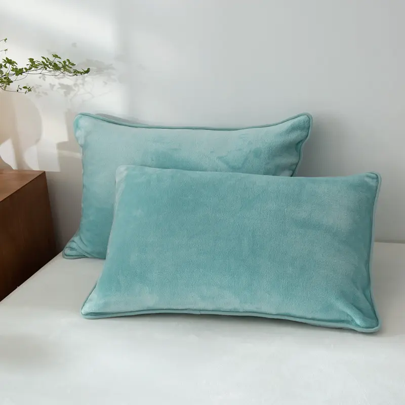 1pc Winter Sleeping Pillowcase Crystal Velvet Super Soft Warm Cozy Pillow Cases Solid Fleece Flannel Home Pillowslip 48*74cm