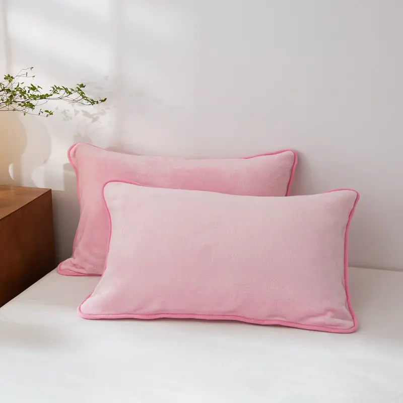 1pc Winter Sleeping Pillowcase Crystal Velvet Super Soft Warm Cozy Pillow Cases Solid Fleece Flannel Home Pillowslip 48*74cm