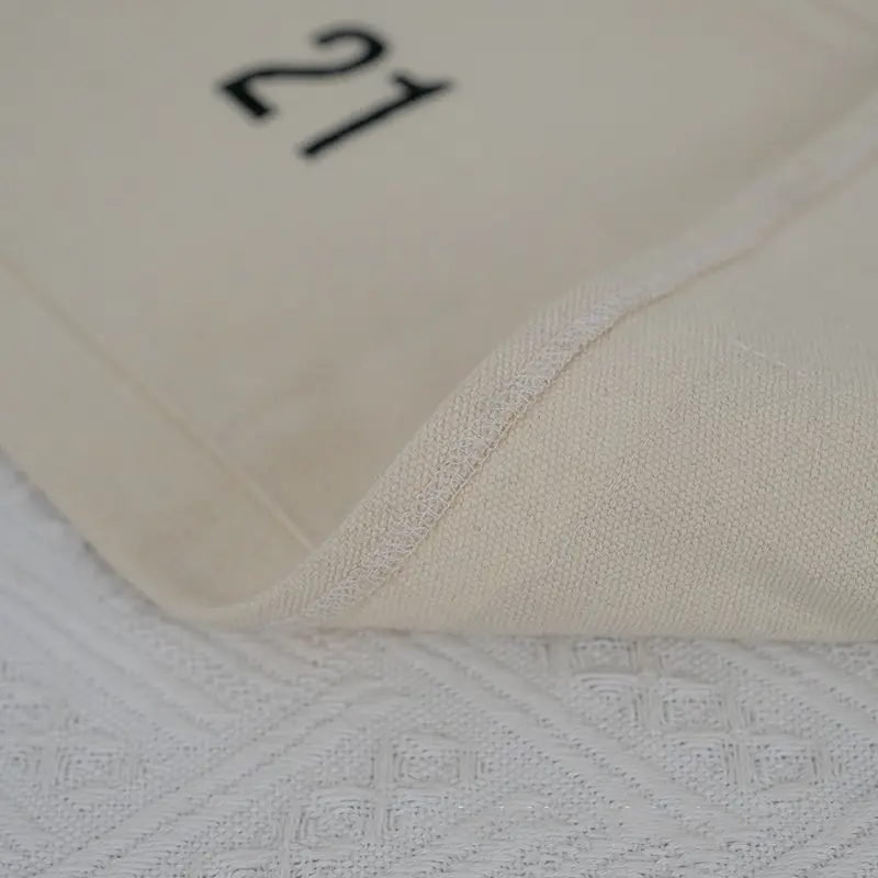 Hanging Storage Bag Christmas Advent Countdown Calendar With Pockets For Wall Door Xmas New Year Decor Canvas Beige Storage Bag
