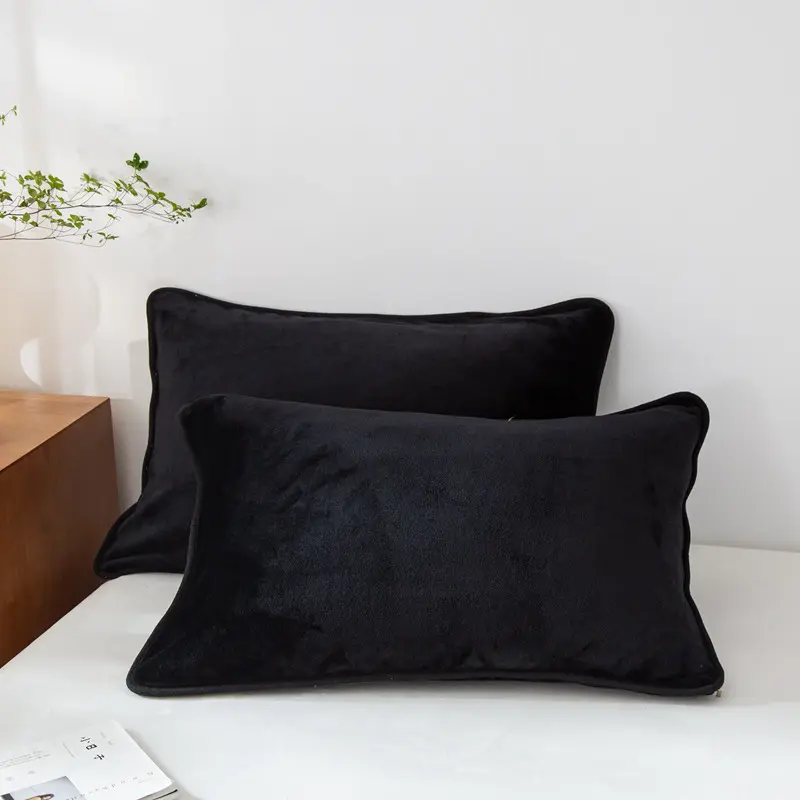 1pc Winter Sleeping Pillowcase Crystal Velvet Super Soft Warm Cozy Pillow Cases Solid Fleece Flannel Home Pillowslip 48*74cm