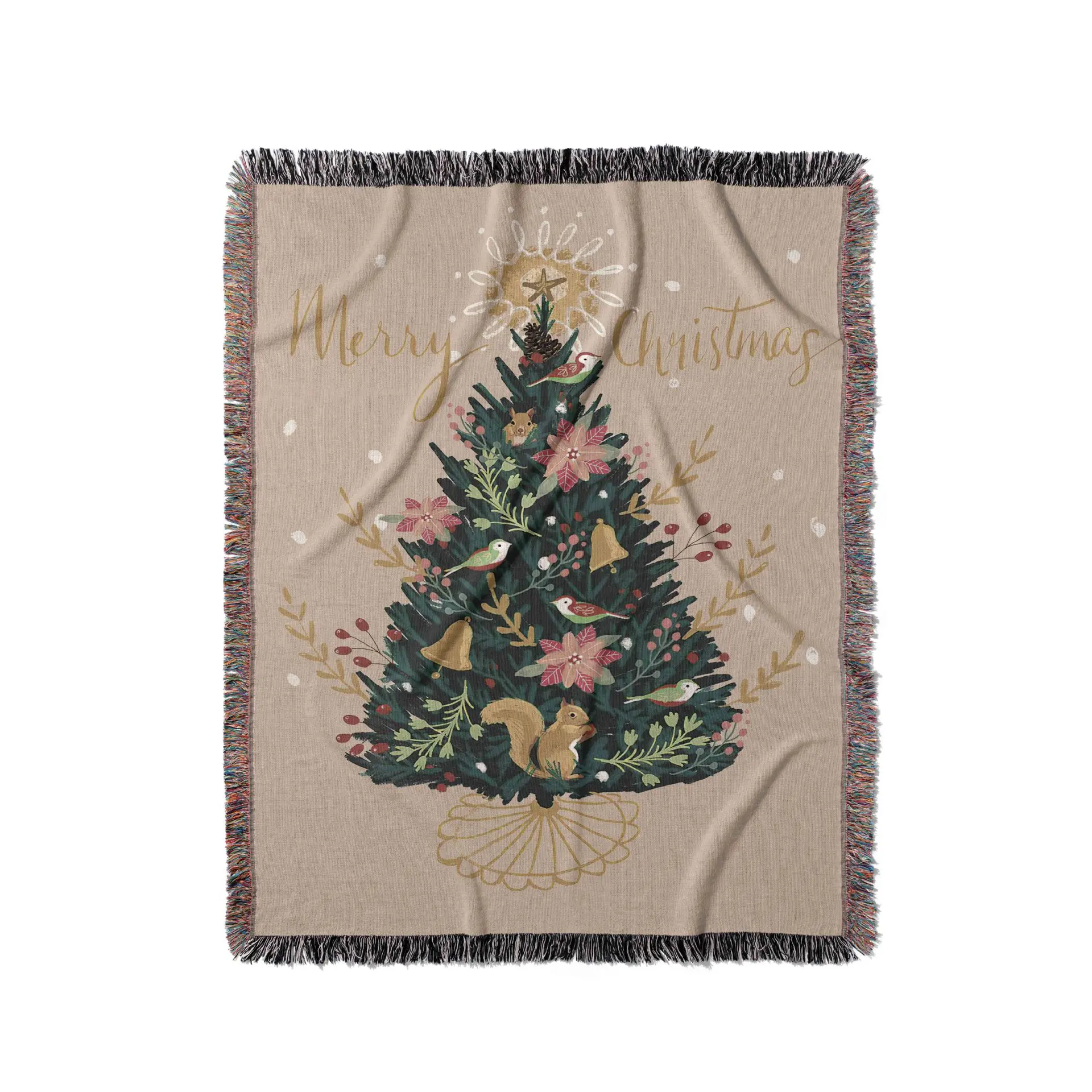 Tassel Blanket For New Year Gift Christmas Tree Throw Blankets Thread Xmas Party Decor Tapestry Sofa Cover For Travel Home Car