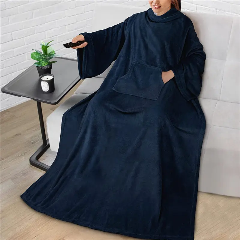 Wearable Lazy Blanket With Sleeve,TV Sofa Blankets For Men Women,Thicken Fleece Blanket Winter Adult Cozy Soft Nap Throw Blanket