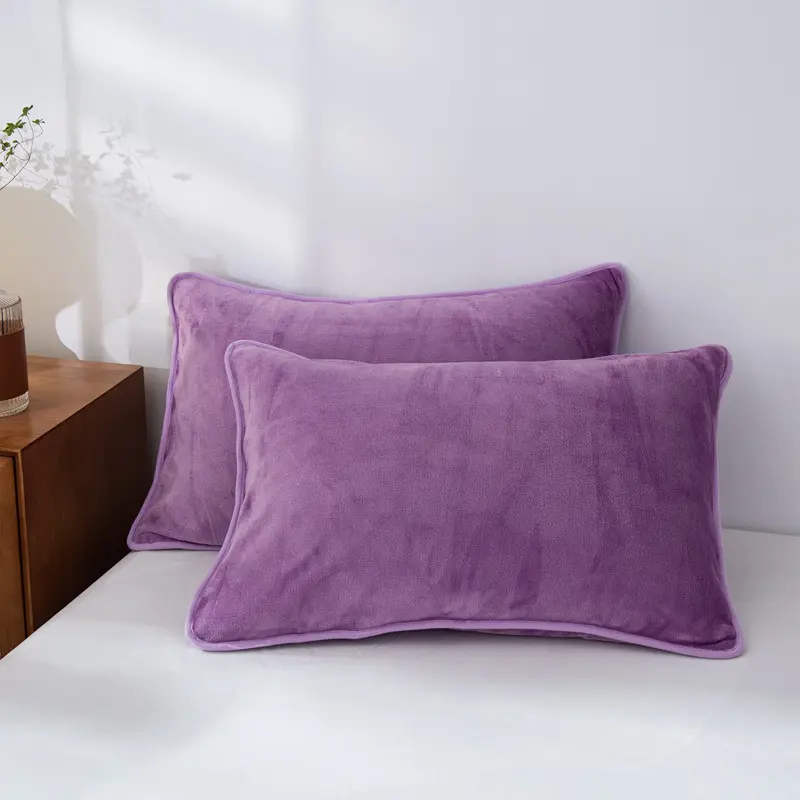 1pc Winter Sleeping Pillowcase Crystal Velvet Super Soft Warm Cozy Pillow Cases Solid Fleece Flannel Home Pillowslip 48*74cm
