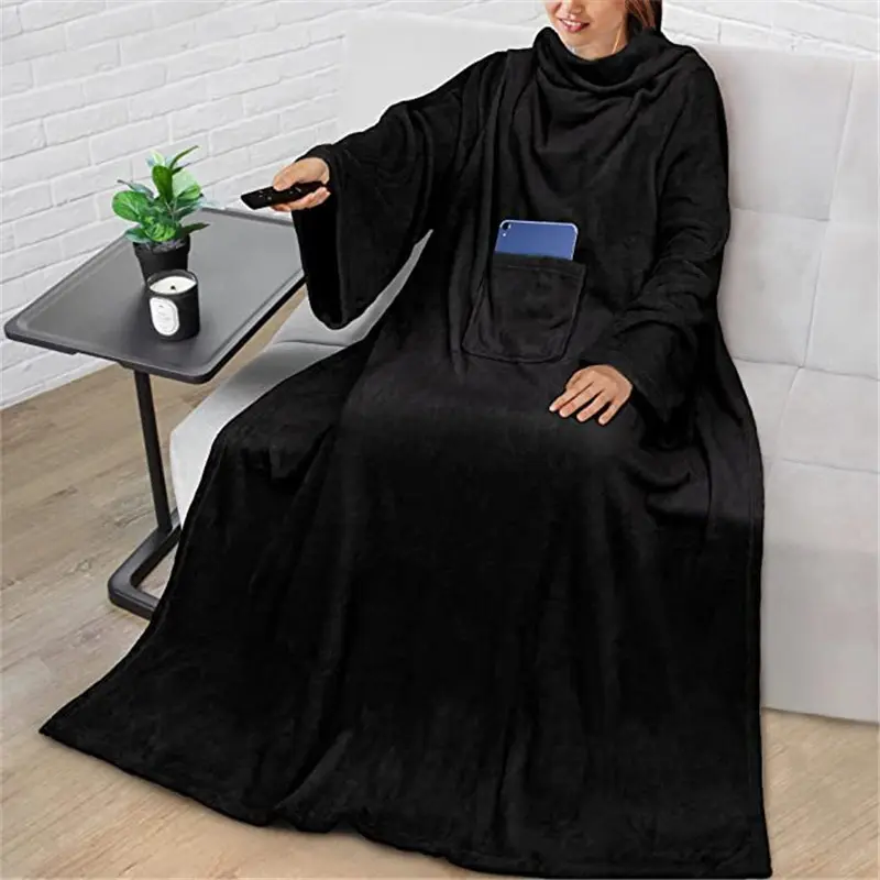 Wearable Lazy Blanket With Sleeve,TV Sofa Blankets For Men Women,Thicken Fleece Blanket Winter Adult Cozy Soft Nap Throw Blanket