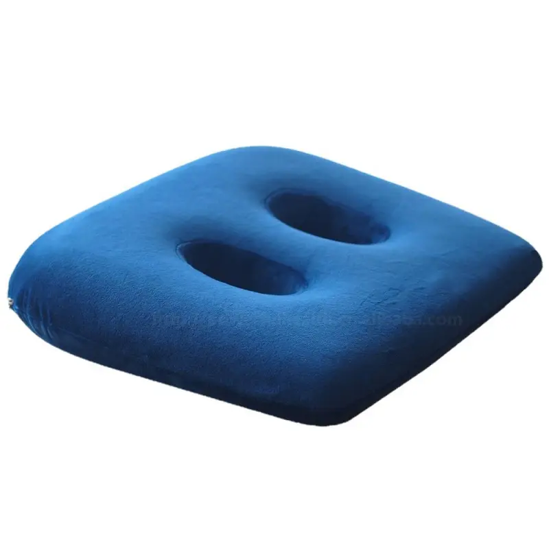 Double Hole Chair Seat Cushion for Home Office Car,Memory Cotton Filling,Comfortable Tailbone Decompression Unisex Cushions,Blue