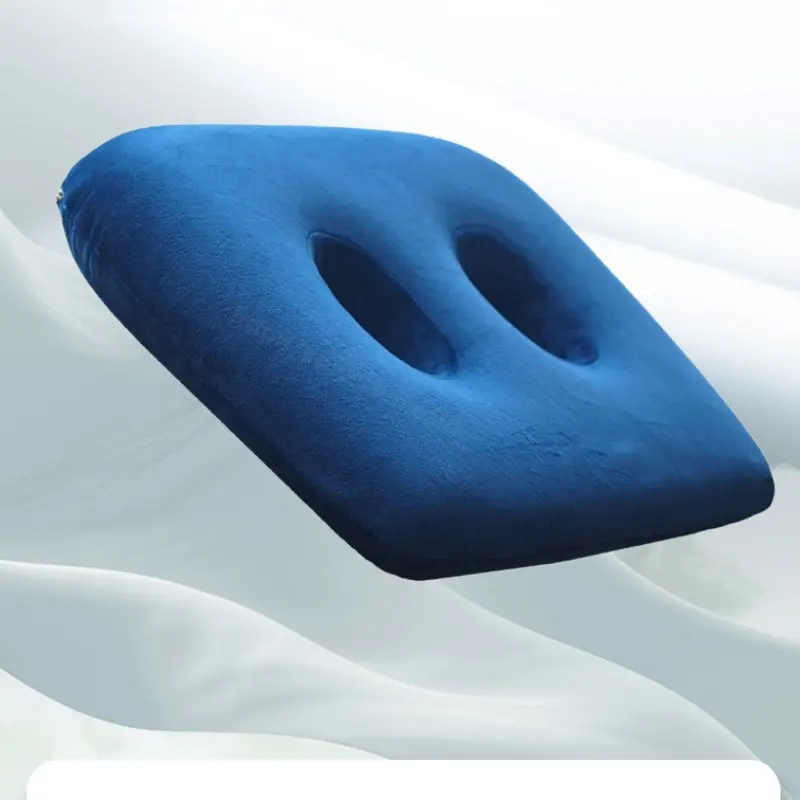 Double Hole Chair Seat Cushion for Home Office Car,Memory Cotton Filling,Comfortable Tailbone Decompression Unisex Cushions,Blue