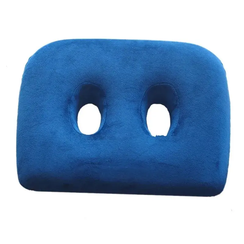 Double Hole Chair Seat Cushion for Home Office Car,Memory Cotton Filling,Comfortable Tailbone Decompression Unisex Cushions,Blue