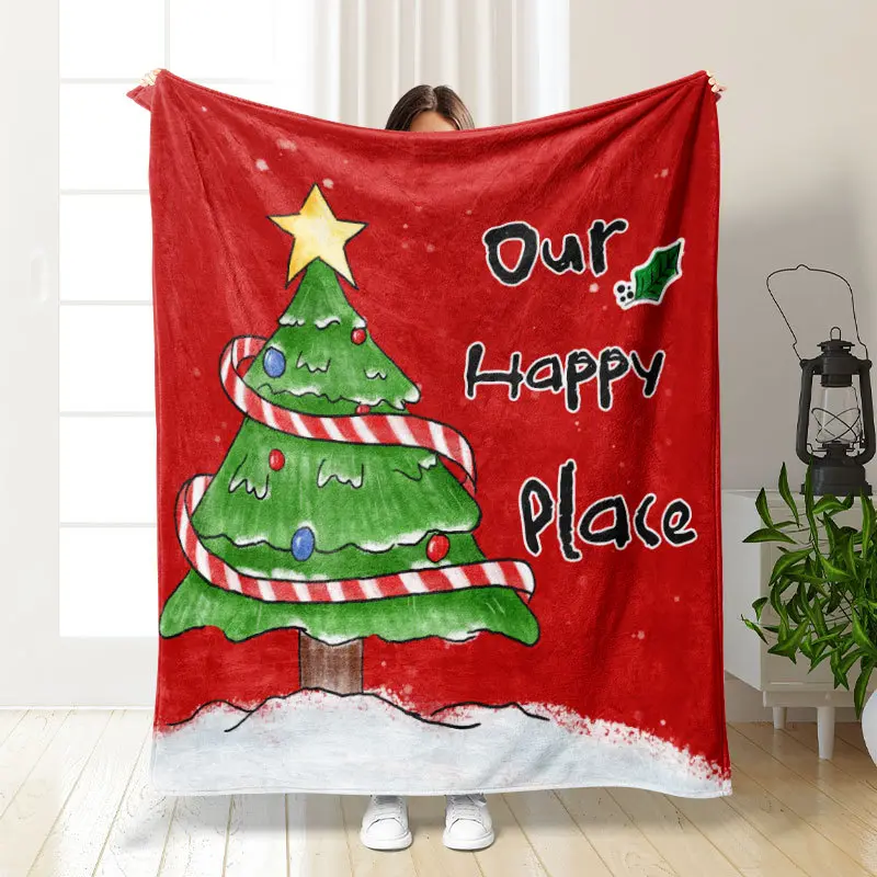 Christmas Decor Fleece Blanket for Sofa Bed Home Camping Multifunction Throw Nap Blankets Santa Claus Snowman Elk New Year Gift