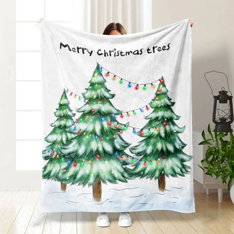 Christmas Decor Fleece Blanket for Sofa Bed Home Camping Multifunction Throw Nap Blankets Santa Claus Snowman Elk New Year Gift