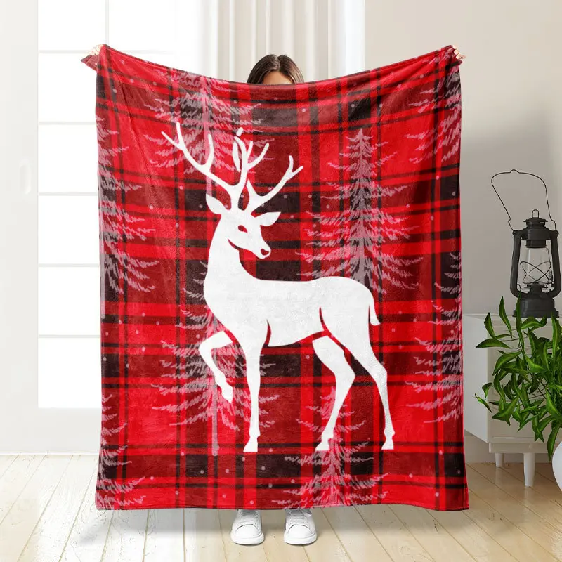 Christmas Decor Fleece Blanket for Sofa Bed Home Camping Multifunction Throw Nap Blankets Santa Claus Snowman Elk New Year Gift
