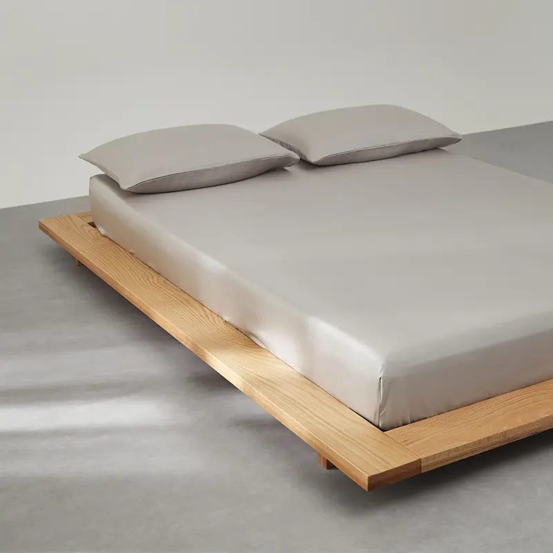 1pc Silky Mattress Cover with 360 Bands,Natural Lyocell Fiber Fitted Sheet,Plain Grey Family Bed Linens For Twin Full Queen Bed