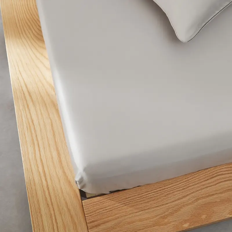 1pc Silky Mattress Cover with 360 Bands,Natural Lyocell Fiber Fitted Sheet,Plain Grey Family Bed Linens For Twin Full Queen Bed