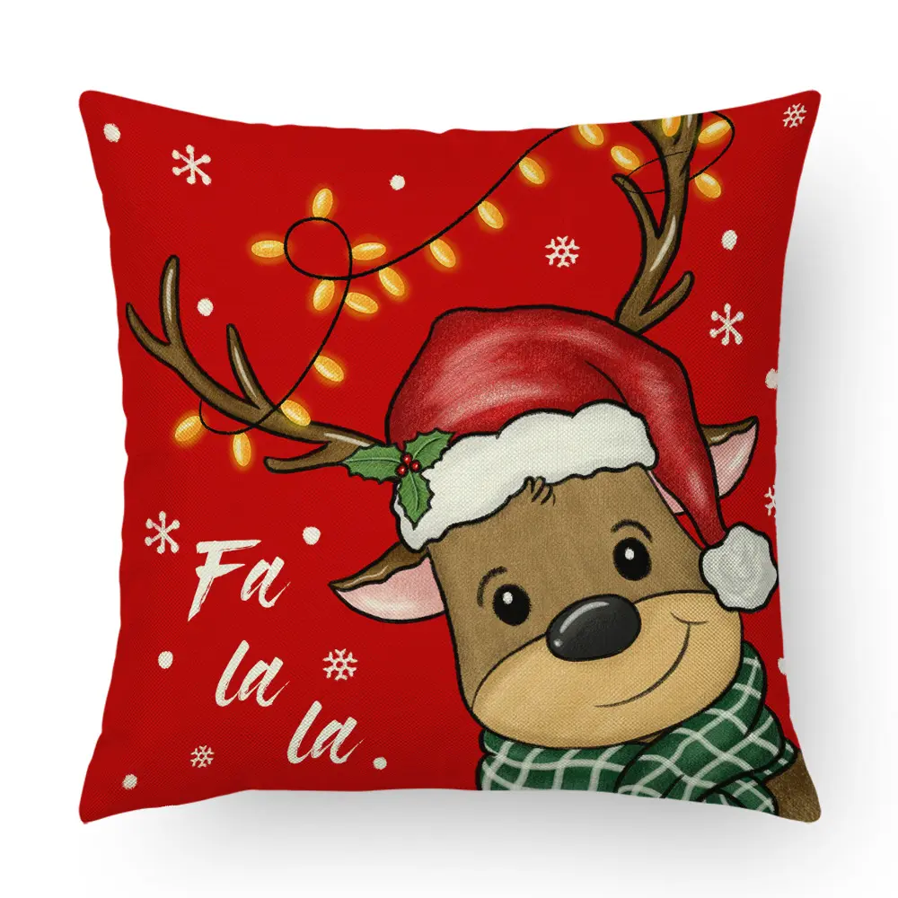 45*45cm Christmas Decor Cushion Cover Pillowcase Sofa Cushion Pillow Cases Imitation linen Pillow Covers Home Xmas Decoration