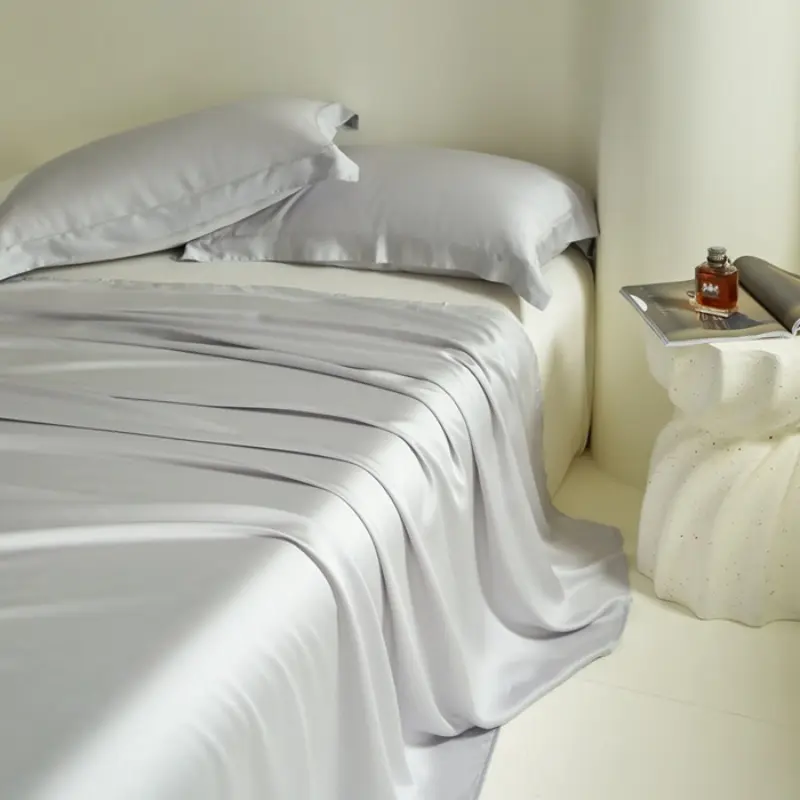 Us Queen Plain Grey Bed Top Sheet,Silky Eucalyptus Lyocell Plant Fiber Flat Sheet 228*259cm*1pc Breathable Soft Home Bed Linens