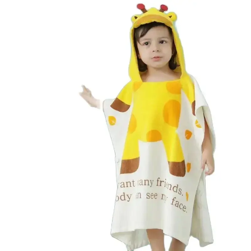 Cute Cartoon Hooded Bath Towel for Children, 100% Cotton, Beach Towel for Boys and Girls, Swimming Bath Towel,Baby Wrap Bathrobe