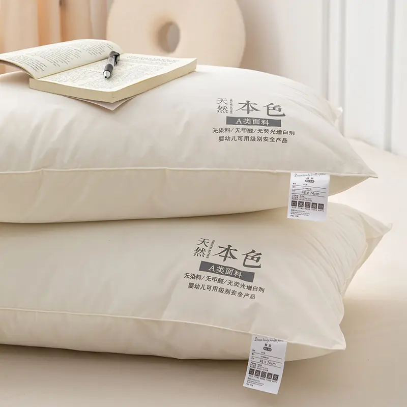 1pc Pure Cotton Face Sleeping Pillow Filling by Polyester Fiber Neck Health Care Pillows for Adults and Kids, 40x60cm
