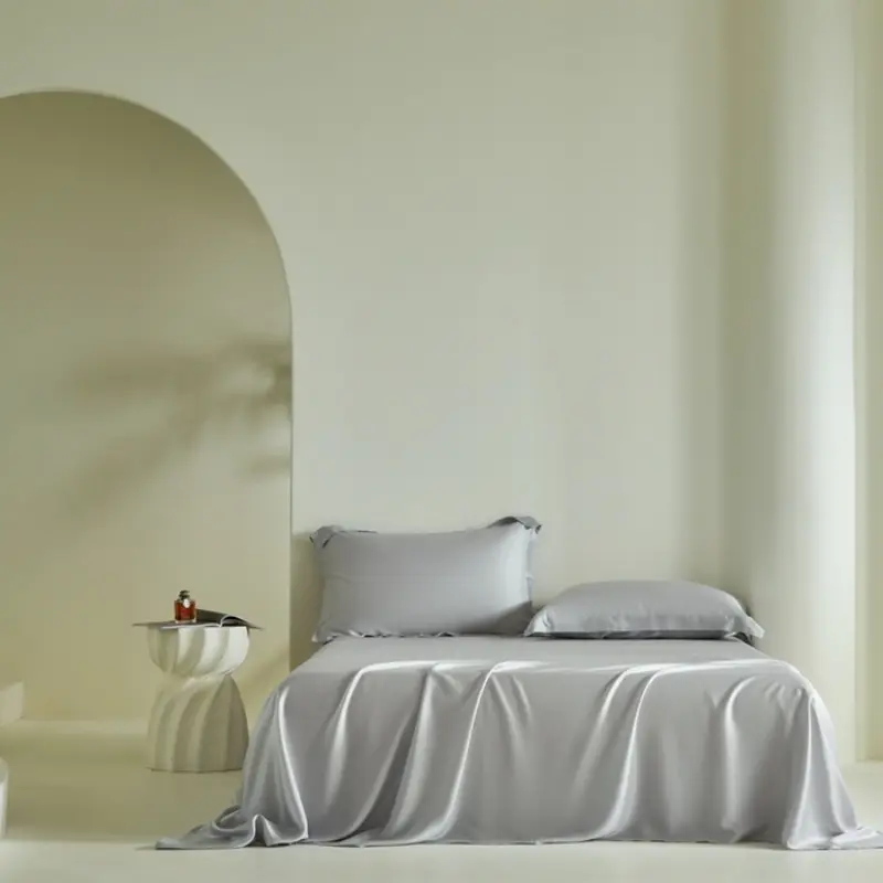 Us Queen Plain Grey Bed Top Sheet,Silky Eucalyptus Lyocell Plant Fiber Flat Sheet 228*259cm*1pc Breathable Soft Home Bed Linens