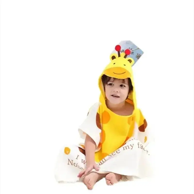 Cute Cartoon Hooded Bath Towel for Children, 100% Cotton, Beach Towel for Boys and Girls, Swimming Bath Towel,Baby Wrap Bathrobe