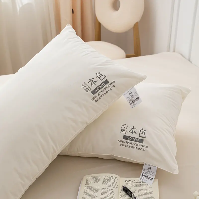 1pc Pure Cotton Face Sleeping Pillow Filling by Polyester Fiber Neck Health Care Pillows for Adults and Kids, 40x60cm
