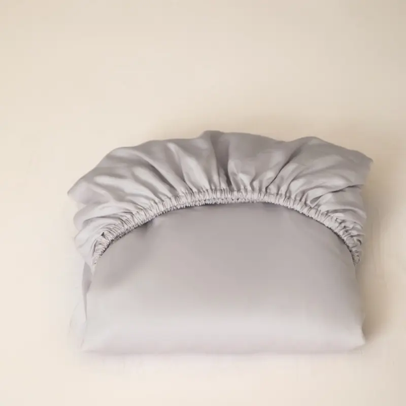 Plain Light Grey Fitted Sheet,100%Natural Lyocell Fiber,Queen Size Mattress Cover,Silky Home Hotel Man Bed Linens,NO PILLOWCASE