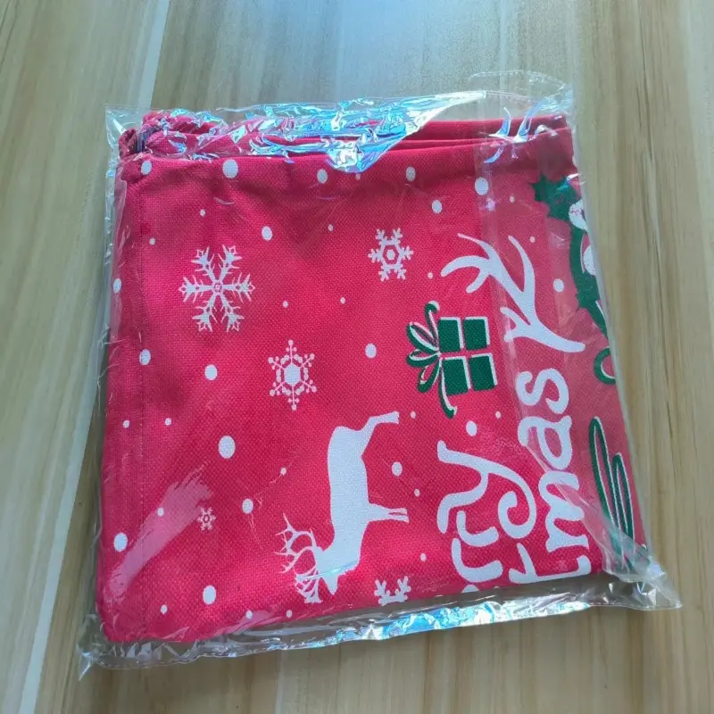 Green Merry Christmas Letter Gift Bag,Cotton Canvas Kids Toys Candy Cane Sack Holiday Party Xmas Decor Sundries Drawstring Bag
