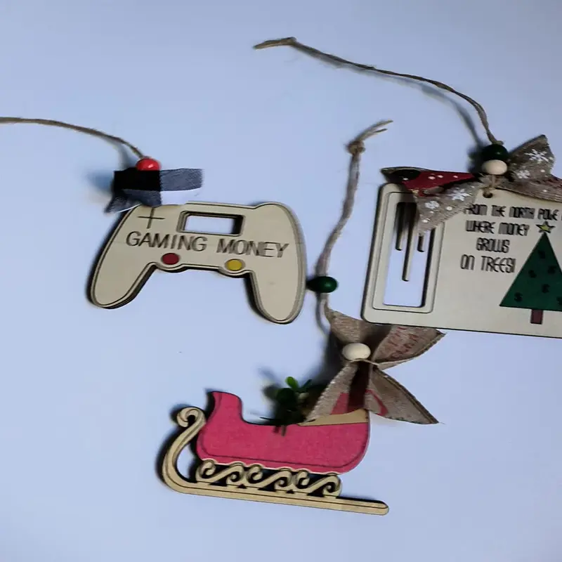 Christmas Wooden Ornaments Santa Reindeer Wooden Pendant DIY For Country Farmhouse Christmas Tree Decorations Xmas Party Decor