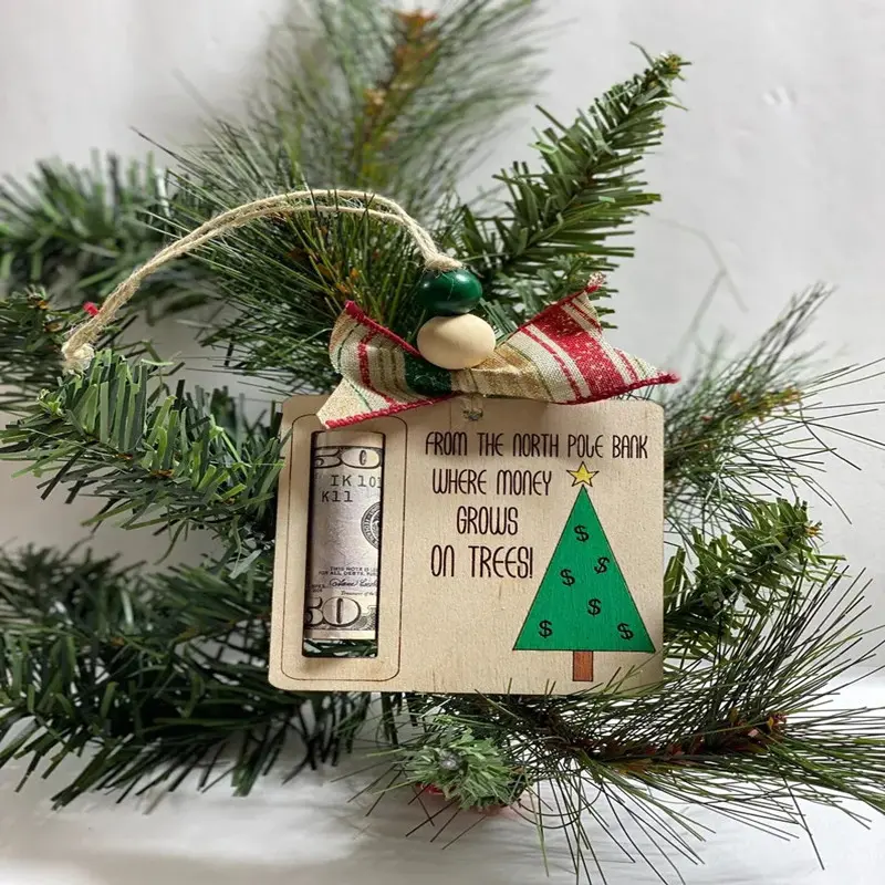 Christmas Wooden Ornaments Santa Reindeer Wooden Pendant DIY For Country Farmhouse Christmas Tree Decorations Xmas Party Decor