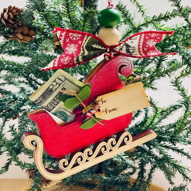 Christmas Wooden Ornaments Santa Reindeer Wooden Pendant DIY For Country Farmhouse Christmas Tree Decorations Xmas Party Decor
