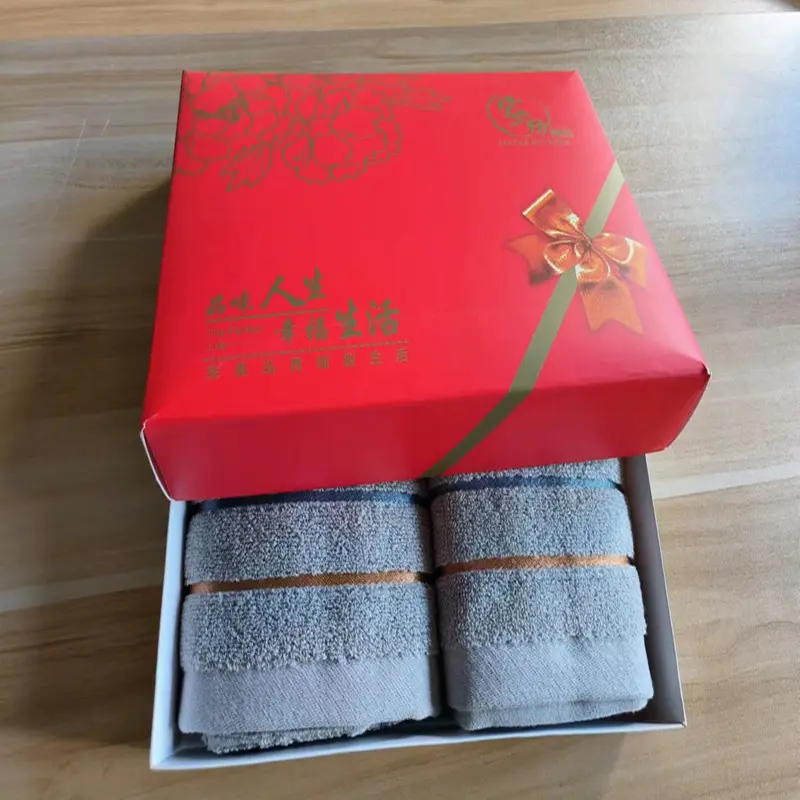 2Pc Thickened Absorbent Face Towel With Gift Box,Soft Quick Dry Grey Pure Cotton Jacquard Wash Clothes For Home Hotel Universal