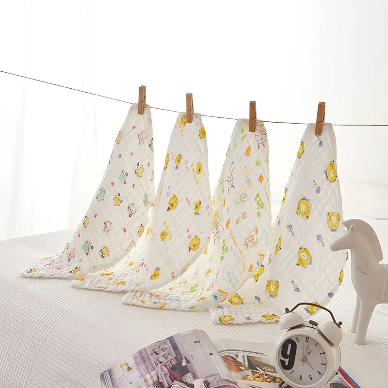 1pc Random Color 100%Cotton Gauze Cartoon Newborn Infant Baby Kids Face Hand Bath Towel Bibs Feeding Handkerchief Square Towels