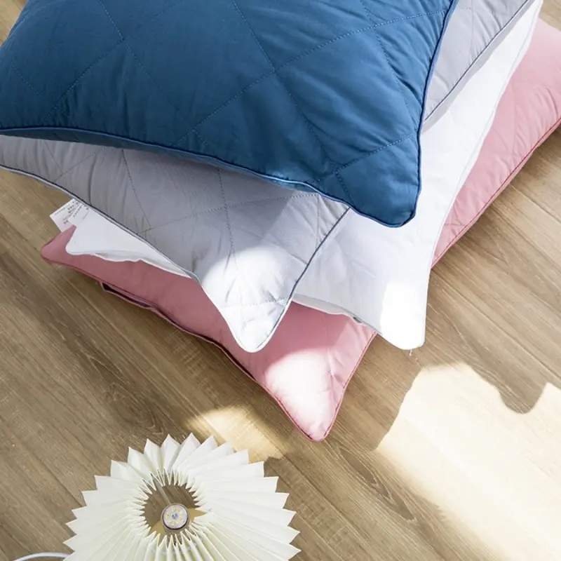 100% Cotton Pillow with filling Patchwork Grid Neck Pillow Cervical Therapy Home Bed Sleeping Neck Support White Hotel Pillow