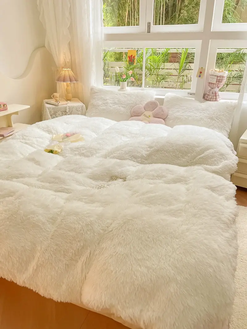 Dyed Long Hair Duvet Cover Winter Warm Mink Velvet Blanket With Zipper Comforter Quilt Cover Flannel Colorful Bedding 150*200cm