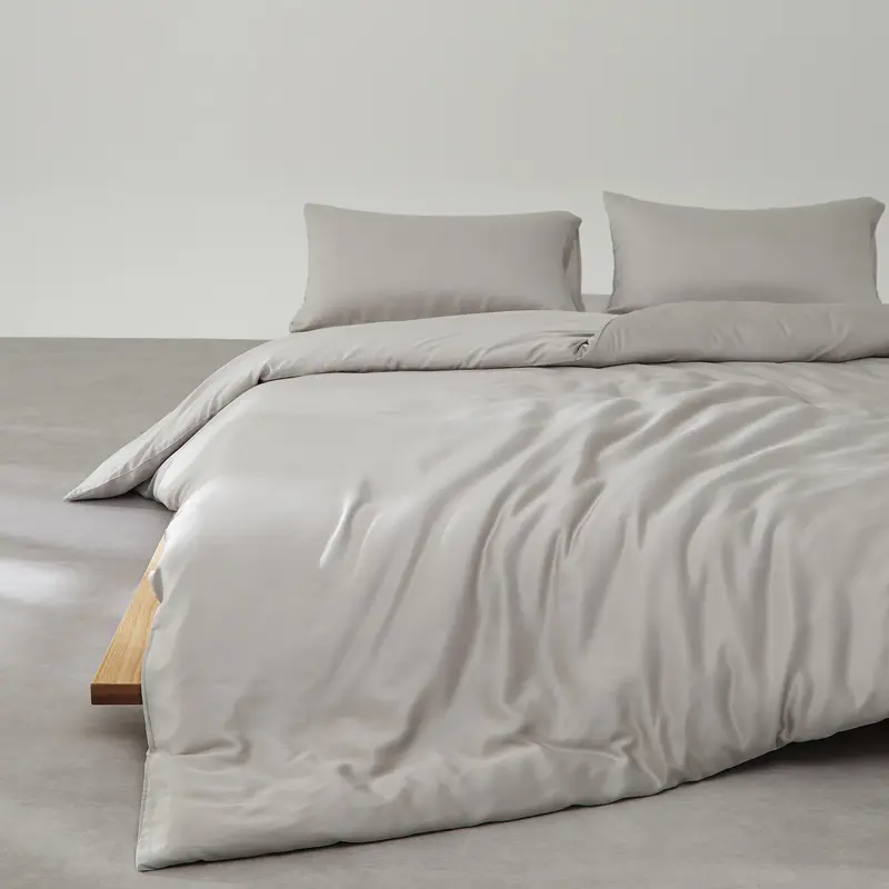 Silver Grey Summer Lyocell Bedding,Bamboo Fiber Duvet Cover or Cooling Fitted Sheet or Home Bed Pillow Shams