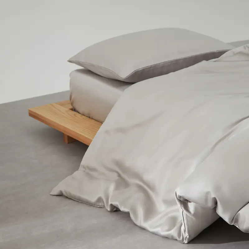 Silver Grey Summer Lyocell Bedding,Bamboo Fiber Duvet Cover or Cooling Fitted Sheet or Home Bed Pillow Shams