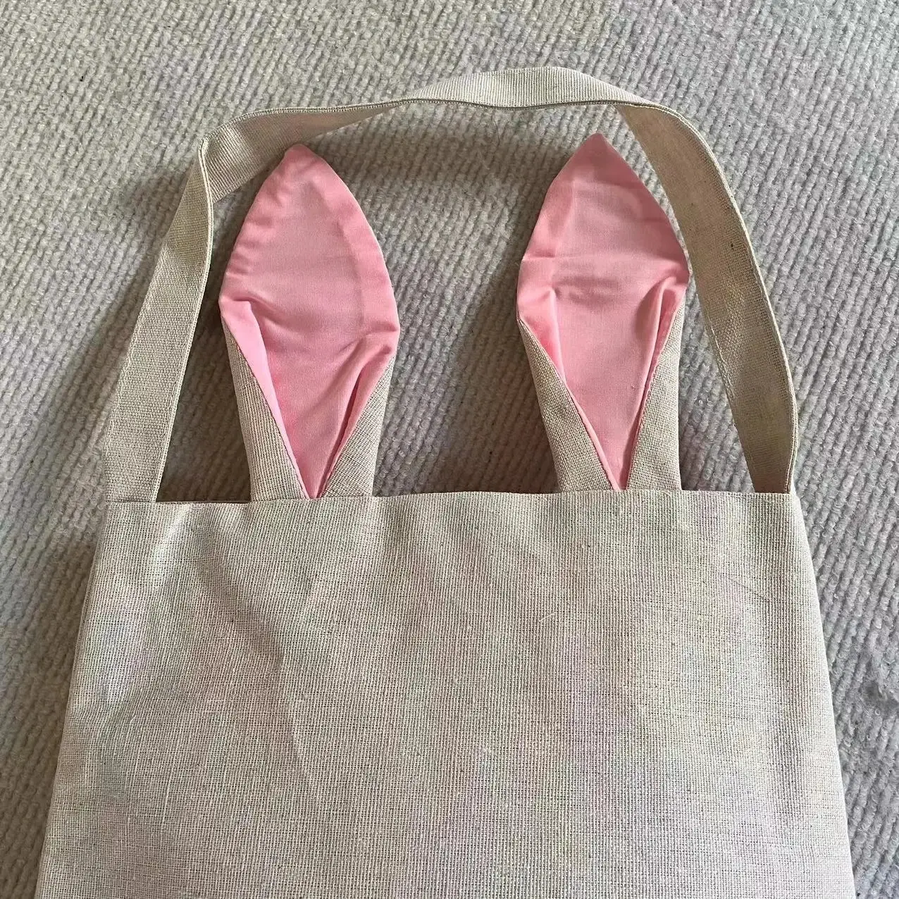 Jute Rabbit Gift Bag Happy Easter Blanks Rabbit Ears Pink Bunny Basket For Egg Birthday Party Favor Cloth Bag For Kids Boys 1pc
