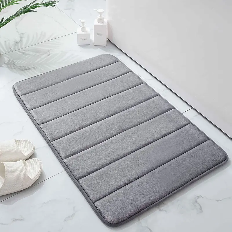 1pc 50*80cm Bathroom Anti-skid Mat, Quick Water Absorption, Dry Machine Washing, Memory Cotton, Toilet Mat, Soft Stripe Carpet