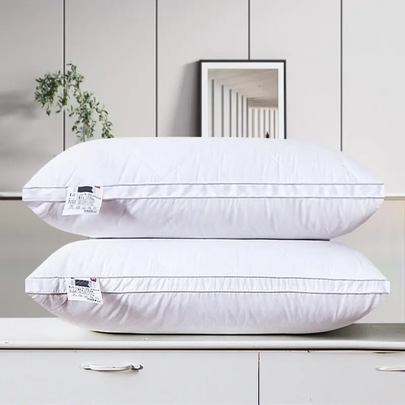 1pc White Hotel sleeping Pillow,100%Cotton Quilted AB Side Cover,Protect Neck Cervical Home Adult Pillow Core Inner 48x74cm 경추베개