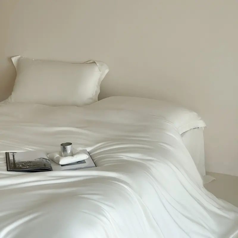 Natural Lyocell Bamboo Duvet Cover ,Silky Quilt Cover,White Wedding Home Comforter Bag For Double Bed Linens 200*230cm*1pc