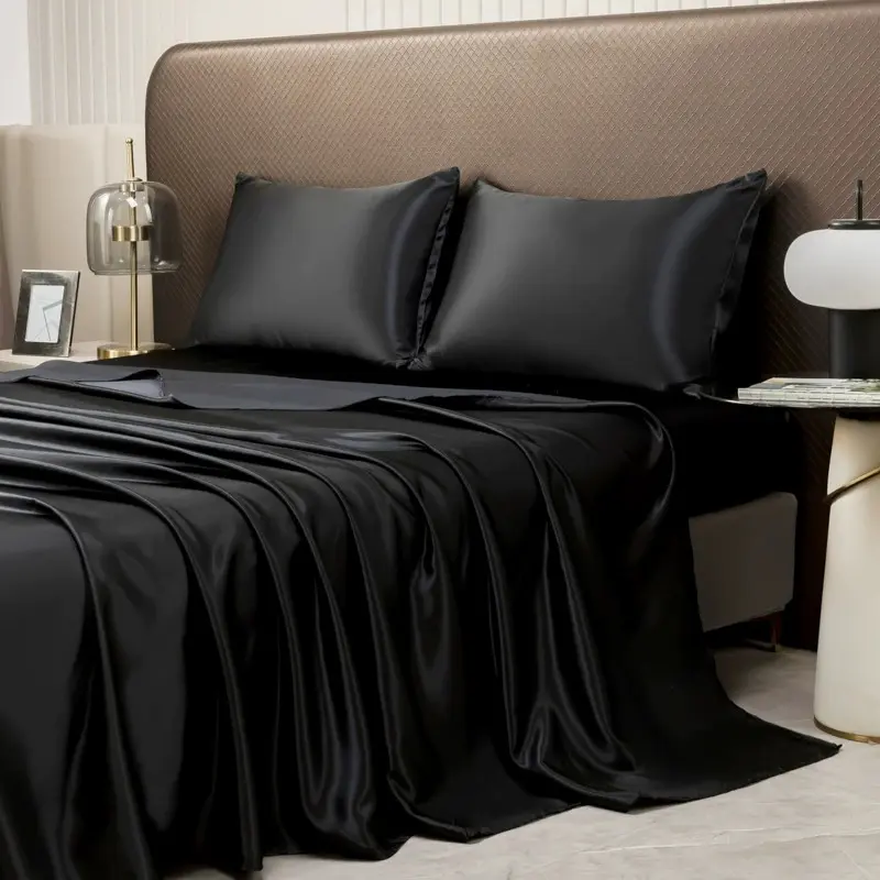 1pc Luxury Black Flat Sheet,Eucalyptus Lyocell Fiber Top Sheet,Mattress Cover Cooling Bed Linens Home Textile, No Pillowcase