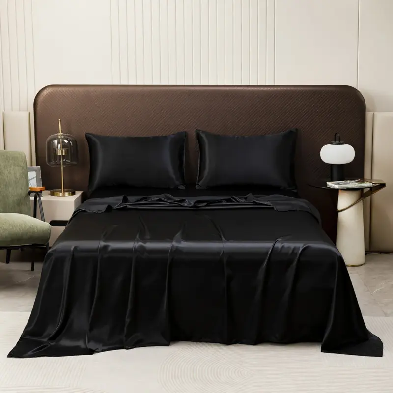 1pc Luxury Black Flat Sheet,Eucalyptus Lyocell Fiber Top Sheet,Mattress Cover Cooling Bed Linens Home Textile, No Pillowcase