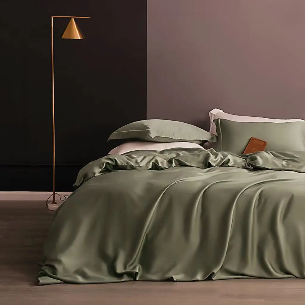 Super King 220*240cm Duvet Cover Lyocell Fiber Comforter Covers Oekotex Eucalypt Silky Elegant Green Home Textile Quilts Cover