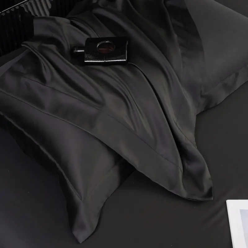1pc Black Shiny Fitted Sheet,Eucalyptus Lyocell Fiber Mattress Cover with 360 Bands,Cooling Bedsheet Home Textile, No Pillowcase